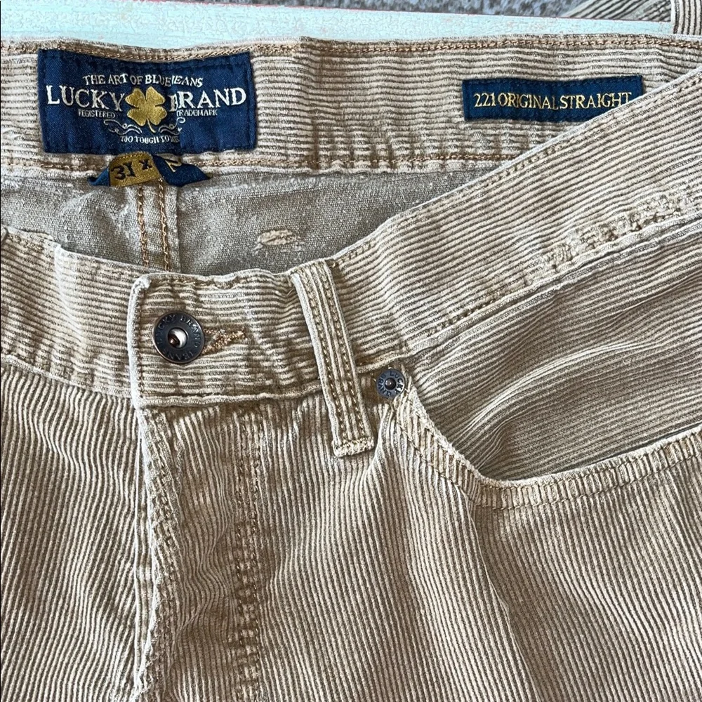 LUCKY Brand Beige Corduroy Pants 31x32 221 Original Straight Leg - Picture 3 of 6